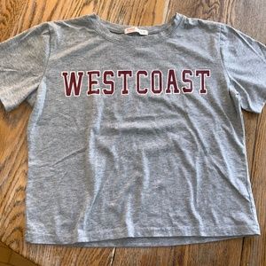 RUMWE ‘’WEST COAST’’ cropped gray t shirt/M